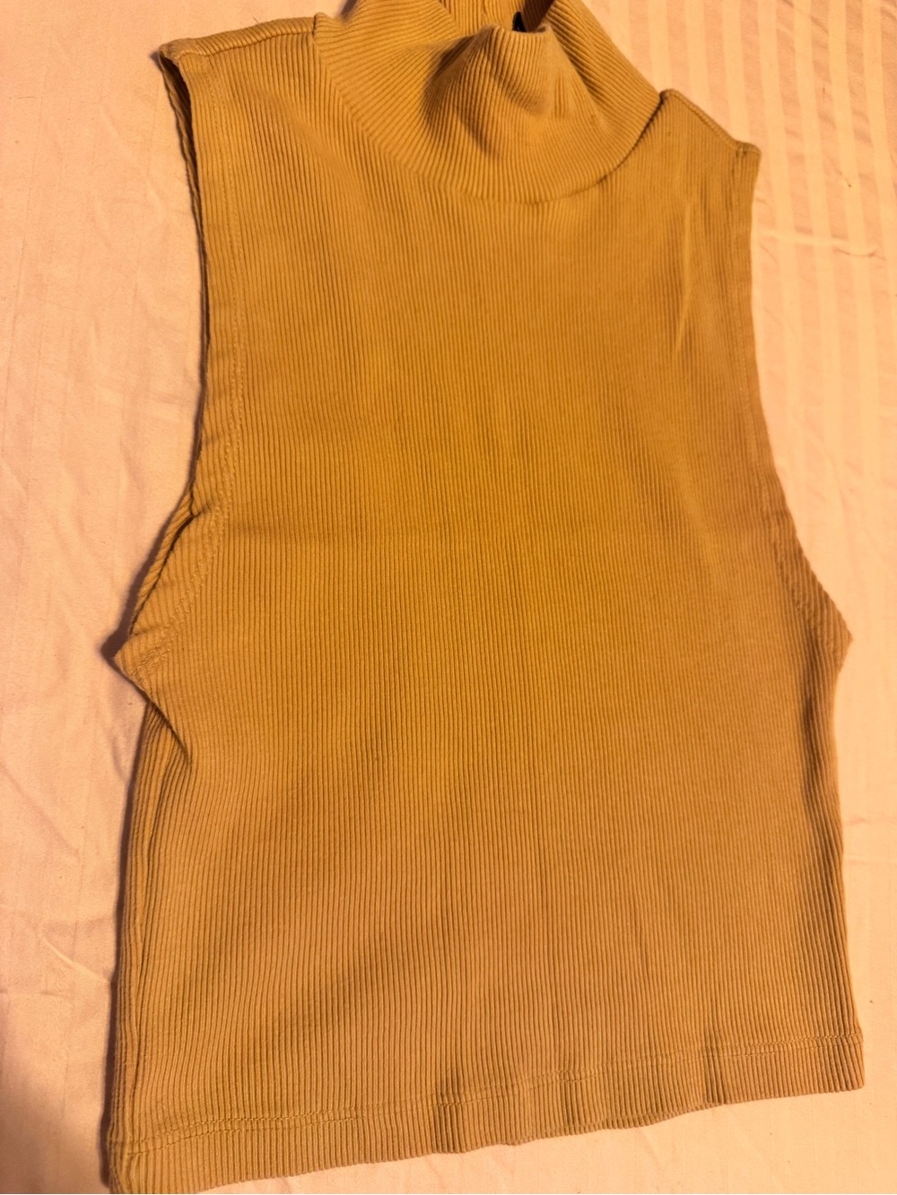 Forever 21 Mustard Ribbed Sleeveless Mock Neck Tank